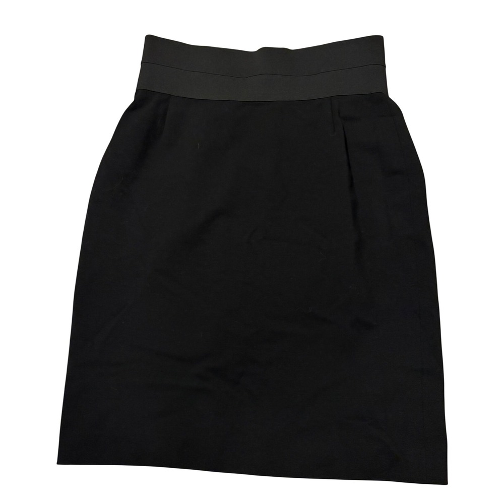 Akris Punto Black Elastic Waist Pencil Skirt Italian Fabric Size 6